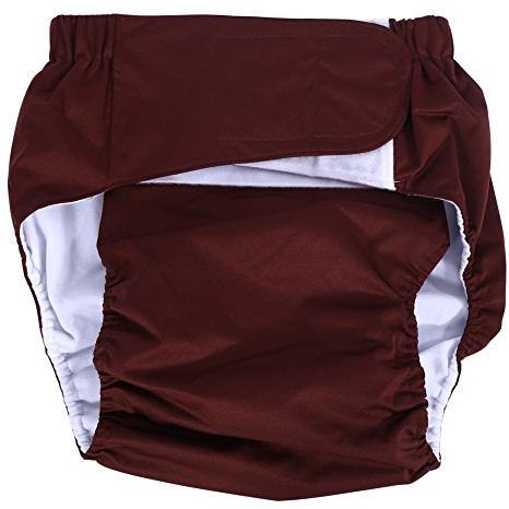 Nikou Pañales para adultos: pañal de tela para cuidado de incontinencia adjuatable lavable nuevo para adultos, pantalón de pañal transpirable (Color : Café)