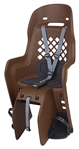 POLISPORT 8406600006 - Silla Trasera Joy CFS para Bicicleta con Ruedas de 26'' a 29'' Apta para niños con un Peso de 9 a 22Kg con Anclaje en el portaequipaje en Color Marrón/Gris Oscuro