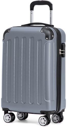 BEIBYE Handgepäck Koffer M 55 cm – Kabinenkoffer aus ABS, leicht, 360° Doppelrollen, Reisekoffer für Kurzreisen, Dark Grey