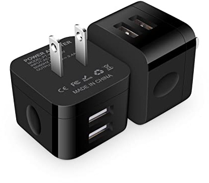 USB Wall Charger,USB Plug,2Pack Flat USBA Charger Block Charging Low Profile USBA Cube Charger Box Right Angle Plug Adapter for iPad Pro,iPad MiniiPad Air,iPhone 17 16 15 14 13 12 11 Max,Samsung,Pixel