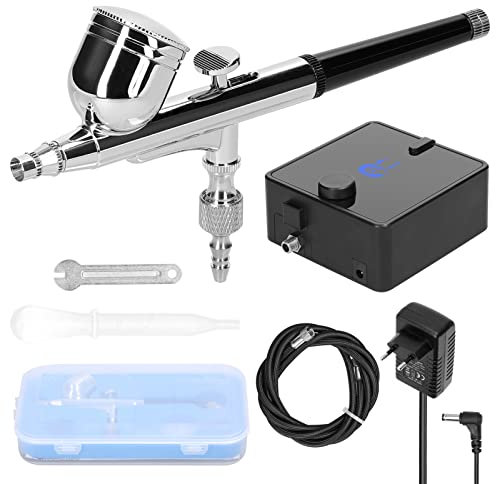 KKnoon Mehrzweck-Profi-0,3-mm-Airbrush-Luftkompressor-Kit, max. 30 PSI, Luftpumpen-Set für den Modellbau, DIY-Kunstmalerei