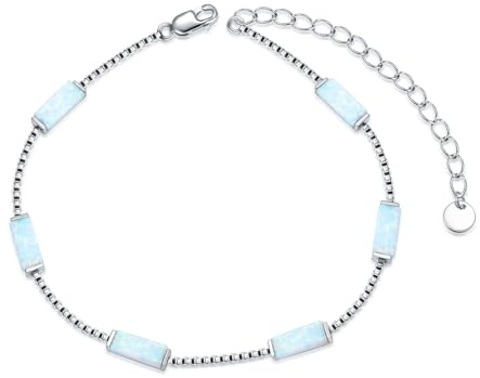 WINNICACA Weiß Opal Armband Silber 925 Damen Schmuck Weihnachten Jahrestag Geburtstag Geschenke für Ehefrau, Mutter, Schwester und Tochter