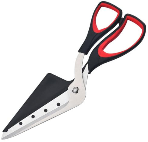 CPSYTE Ciseaux à Pizza Professionnel,Coupe Pizza Découpe Pizza Cutter,Grande Couteau Pizza Ciseaux Cuisine Multifonctionnel Divisible,Passe au Lave Vaisselle,1 pcs,Noir et Rouge,Acier Inoxydable