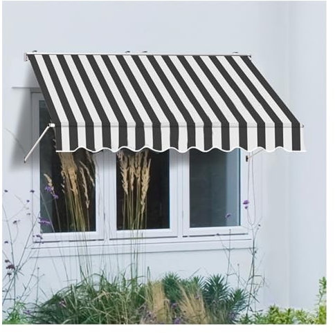Markise Klemmmarkise,Balkon markise Sonnenschutz terrasse,Verstellbar Wetterfest Markise,UV-beständig,Polyester,Aluminiumrahmen,Balkon sichtschutz,für Fenster, Tür, Veranda, Deck ( Color : Black+WH ,