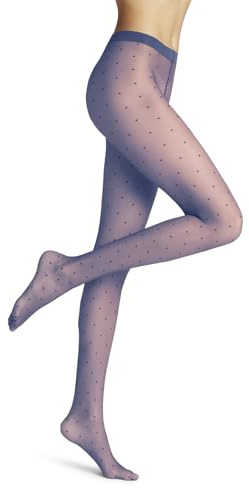 FALKE dam Strumpbyxor Dot 15 DEN W Ti genomskinliga mönstrade 1 del, Blå Smoky Blue 6483, M