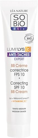 LEA NATURE SO BIO ÉTICO | BB Crema Correctora FPS 10 - Lumi'lys [C] | Experto Antimanchas | Tinte medio | Cobertura natural | Máscara las manchas | 99% de origen natural | Fabricado en Francia | 40 m