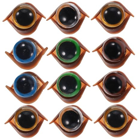 EPIGEIST Sicherheitsaugen für Puppen und Bastelarbeiten 12mm 100 Satz | Kunststoff mit Unterlegscheiben, Doppelte Augenlid Optik, für Häkel und Nähprojekte Zufällige Farbe