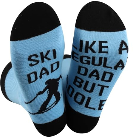 Ski Dad Novelty Socks Winter Sport Gift Skiing Socks For Ski Lover Snow Skiing Gift Father's Day Gift (UK, Alpha, One Size, Regular, Regular, SKI DAD UK)