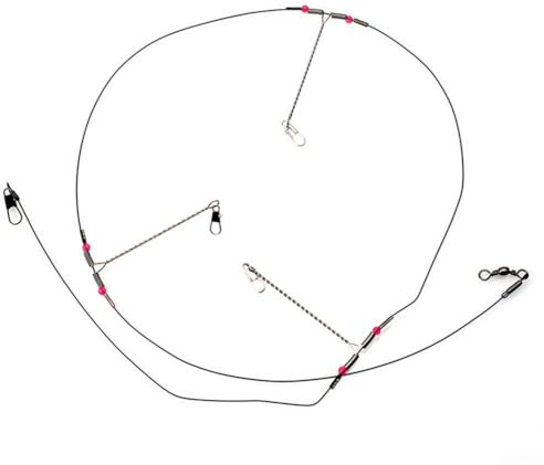 Zilimontt Stainless Steel Fishing Leader – 5-Pack Trace Wire Leaders with Snap and Swivel, 93 cm Length, 0.6 mm Diameter, for Saltwater & Freshwater