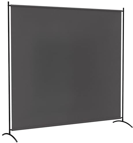Outsunny Paravent Extérieur à Panneau Unique, Séparateur de Pièce de 180H cm avec Protection UV30+, Panneau Brise-Vue avec Base Stable pour Intérieur et Extérieur, Gris Foncé