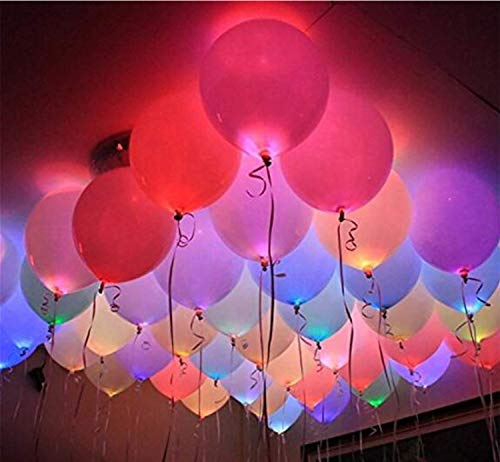 40 unidades de globos con luz LED, globos de látex de colores mixtos con luces intermitentes de 10 a 24 horas para suministros de fiesta en la oscuridad, cumpleaños, decoraciones de Navidad, se inflan