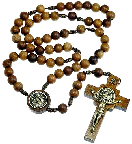 Alexander Castle Solide Hölzerne Rosenkranz Perlen Katholisch (Handmade - Brazilian Walnut) mit St. Benedikt Herzstück - Kommt in Velours-Geschenk-Beutel