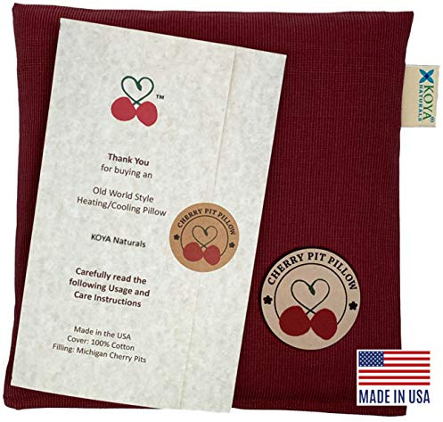 KOYA Naturals Heating Pad Microwavable - Cherry Pit/Stone/Seed Pillow Heat Pack for Neck, Muscles, Joints, Stomach Pain, Menstrual Cramps - Moist Heat Therapy - Made in the USA (Henna Red)