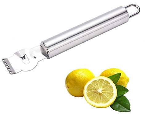 Lemon Stainless Steel Zester，Lemon Zester Peeler， Kitchen Peeler Tool for Cocktails Lime Oranges Kitchen Gadgets (Silver) (Silver)