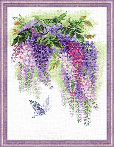 RIOLIS - Glicine 1672, Punto croce 30x40cm, Punto croce kit da ricamare, Disegni da ricamare, Embroidery kit, Set punto croce, Kit ricamo punto croce