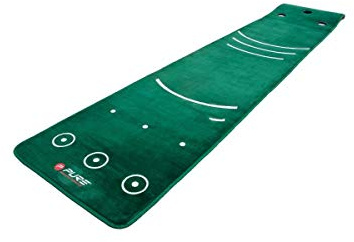 Pure2Improve - Doppelkorn-Puttingmatte mit Besen - Tragbare Golf-Trainingsmatte für den Innen- und Außenbereich, Grün, 70x335cm