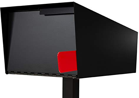 Modern Post Mount Mailbox with Post – Mid Century Retro Design, Weather-Resistant Metal Mailbox for Contemporary Homes (Black)