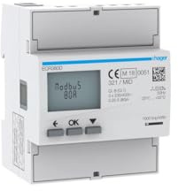 HAGER Compteur d'énergie triphasé, direct 80 A, 4 m, MID ECR380D