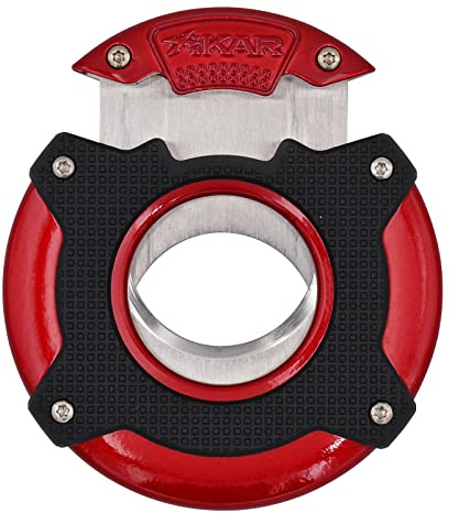 XIKAR Enso - Cortador de puros, cuchillas de acero inoxidable de doble guillotina sincronizadas, sistema de engranajes planetarios, color rojo