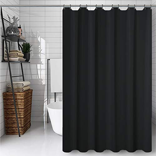 CXTAI Duschvorhang 180 x 180 cm - Schwarz, Shower Curtains mit 12 Duschringen, Schimmelresistent und Wasserabweisend, Polyester Waschbar