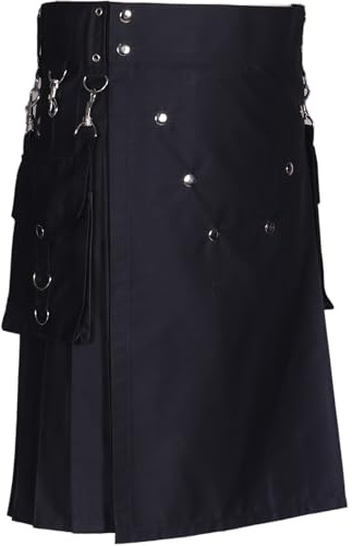 All Kilts Sports Active Utility Kilt Con Tasche Rimovibili Per Uomo, Nero , 48
