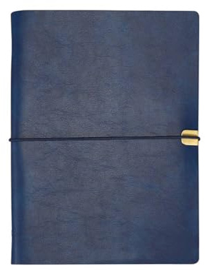 SagaSave Leder Notizbuch, A5 / A6 / B5 Schreib-Notizbuch 6 Löchern Nachfüllbares Tagebuch Reisetagebuch 100 Seiten zum Schreiben und Zeichnen, Dunkelblau