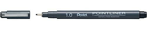 Pentel Pointliner S20P-10A, Fineliner, schwarz, wasserfest und lichtecht, 1.0 mm, 12 Stück