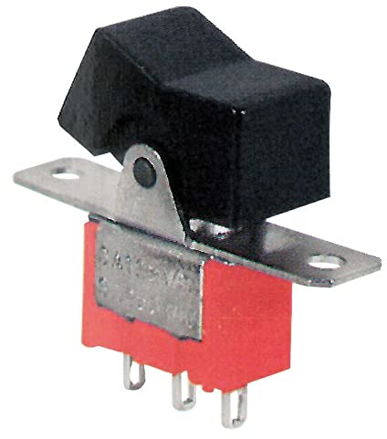 Déviateur unipolaire à bascule SPDT unipolaire ON-OFF-ON avec bouton noir et bornes à souder, fixation à vis, 125 V 6 A
