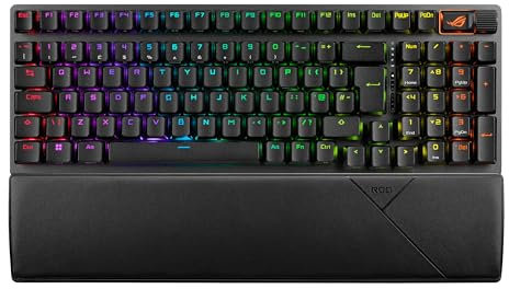 ASUS ROG Strix Scope II 96 Wireless Gaming Keyboard, Tri-Mode Connection, Dampening Foam & Switch-Dampening Pads, Hot-Swappable Pre-lubed ROG NX Snow Switches, PBT Keycaps, RGB-Black, UK Layout