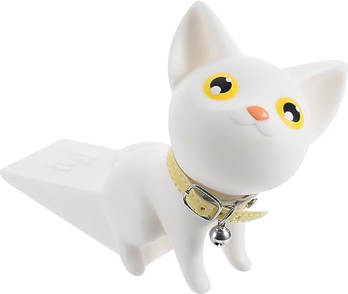 Warmhm Kreativer Weißer Türstopper in Katzenform aus Pvc Kinder und Haustiersicher für Einsatz zu Hause Bodenschonend und Dekorativ als Türkeil