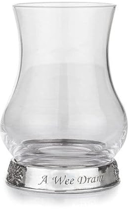 A E Williams Wee Dram Whisky Tasting Glass Set with Pewter Base |Heavy Bottom Design | Large Dram Taster Glasses for Perfect Party Gift