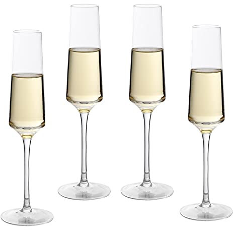 Flûtes À Champagne, Lot De 4 Flûtes À Champagne 220 Ml, Flûtes À Champagne Modernes for La Maison, Les Fêtes, Les Mariages, Les Coupes À Champagne Modernes Conforta, Verre À Pied Verres à vin rouge