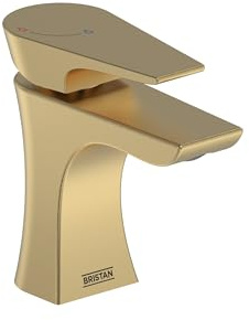 Bristan Hourglass Bathroom Taps, Brushed Brass Basin Mixer tap | HOU ES BAS BB, Includes clicker waste, Eco Start, Bathroom sink taps, Matching showers & bath taps available, Lifetime Cover