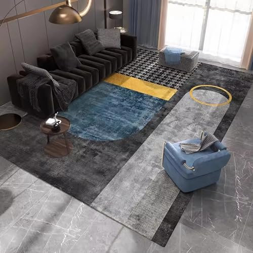 Teppich bettumrandung Teppich Teppich Wohnzimmer weich Blau Grau Gelb Modernes Geometrisches Design Teppich babyzimmer mädchen 80x120cm