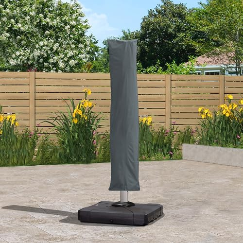 PURPLE LEAF Housse Parasol Déporté Pour Parasols de Jardin 221 x 61 cm Gris