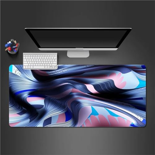 QiHon Gaming Mauspad XXL Blau Rosa Großes Mauspad Schreibtischauflage mit Vernähte Kanten Einer speziellen Oberfläche verbessert Geschwindigkeit und Präzision 700x400x3mm