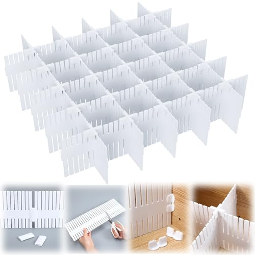 Blosssound 15 Pcs 5.12 Tall Drawer Divider Adjustable Drawer Organizer DIY Ultra Deep Storage Organizer Separator with Fixed Buckle for Underwear Socks Dormitory Office Kitchen Bedroom(White)