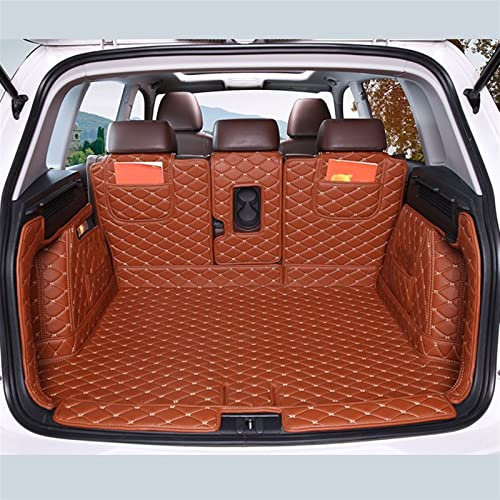 DZSJHGFDD Auto Kofferraummatte Leder-Kofferraummatten Für VW Für Tiguan 2010-2017 Anti-Dirty Protector Tray Cargo Liner Zubehör Anti Rutsch Matte Gummi(Braun,6 pcs)