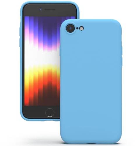 YATWIN Silicone Case for iPhone SE 2020/2022, iPhone 8/7, Soft-Touch, Shockproof, DustProof, Antiskid Apple Phone Cover for iPhone SE 2nd 3rd Generation - Sky Blue