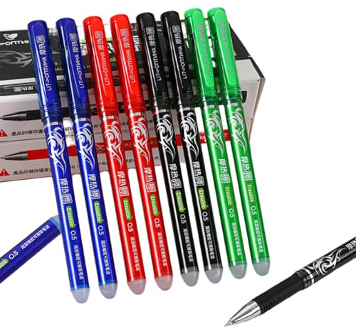 CALLYSONIC 4 Stück 0.5mm Radierbarer Kugelschreibe, Tintenroller Radierbar, Kugelschreiber mit Radiergummi, Radierbarer Kugelschreiber, Löschbare Gelstifte für Schulsachen Bürobedarf Studenten