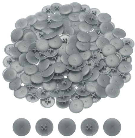 sourcing map Screw Cap Covers, 158Pcs 17mm - Plastic Self-lock Nut Screw Cap, Screw Decoration Cover for Phillips Cam Fitting Nut Self-tapping Screw, Dark Gray