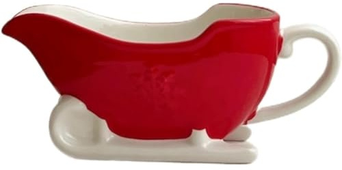 ZQDUFEA Thickened Ceramic Gravy Boat Embossed Sleigh Shape Milk Jug Cream Dip Dish Coffee Accessories 19.5 * 8 * 10CM