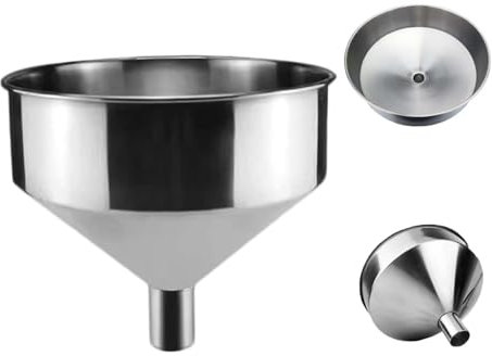 Embudo de metal embudo de acero inoxidable con embudo de aceite doméstico de filtro embudo extra grande para llenar botellas, líquidos, aceites, frijoles en polvo jam industrial.