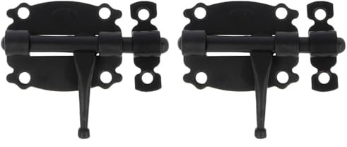 Amig - Pasador de Sobreponer para Puertas y Muebles | Pestillo de Seguridad para Cierre Horizontal | Cerrojo de Acero Acabado en Negro | Estilo Rústico | Medidas: 40 x 40 mm | Incluye Tirafondos