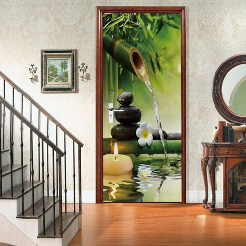 3D Türtapete Selbstklebend Bambus Pflanzen 88 X 200 Cm Diy Wandbild Pvc Wasserdicht Pvc Türtattoos Türposter Türaufkleber Fototapete Türfolie Für Tür,Wohnzimmer,Schlafzimmer - Türkunst-6867750824