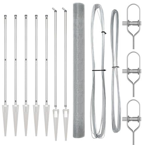 vidaXL Galvanised Steel Fence Post Set with Wire Mesh 10 x 1.5 m Durable Metal Industrial Design for Outdoor Fence Installation Supplies Panels Install Garden Easy Setup Complete Package