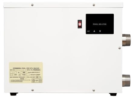 KAKAK Pompe à Chaleur for Piscine 5,5 à 15 KW avec écran Tactile numérique, Chauffe-Eau électrique en Ligne for Spa, détente et baignoires. avec Une efficacité de Chauffage élevée(15KW)