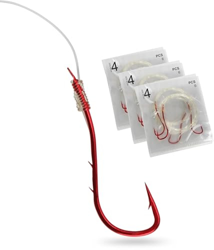 Storfisk fishing & more 12-18 Aalhaken Vorfächer 70 cm, rot mit Schnur und Angelhaken zum Angeln auf Aal