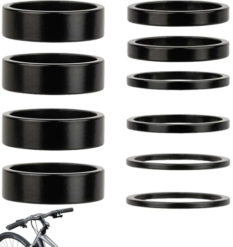 Yotlein 10 Stück Spacer Fahrrad, Fahrrad Vorbau Spacer Set, Spacer 1 1/8 Zoll Aluminium Lenker, Road Fahrradlenker Erhöhung Spacers, Fahrradgabel Steuersatz Spacer 2mm/3mm/5mm/10mm, für Rennrad MTB
