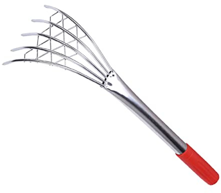 TOBBOMEY Rastrello Per Spiaggia in Acciaio Inossidabile Con Manico Ergonomico Multi-denti e Punte Per Scavo Telline e Vongole Strumento Manuale Essenziale Per Spiaggia